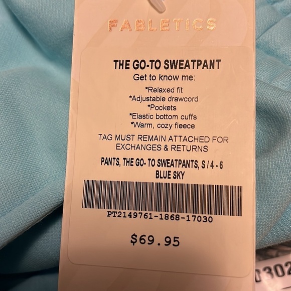fabletics the go to sweat, pants, cozy fleece, new - Picture 7 of 11